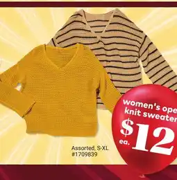 Giant Tiger women's open knit sweater offer