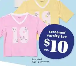 Giant Tiger screened varsity tee offer