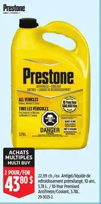 Canadian Tire Prestone 10-Year Premixed Antifreeze/Coolant, 3.78L offer