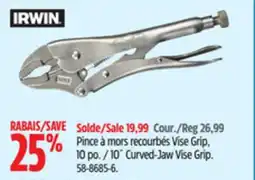 Canadian Tire IRWIN 10˝ Curved-Jaw Vise Grip offer