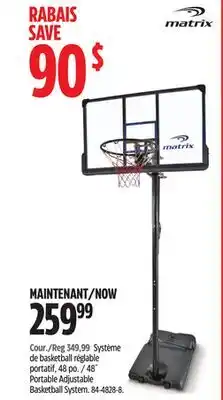 Canadian Tire Matrix 48˝ Portable Adjustable Basketball System offer
