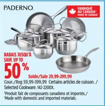 Canadian Tire Paderno Selected Cookware offer
