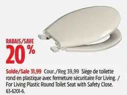 Canadian Tire For Living Plastic Round Toilet Seat with Safety Close offer
