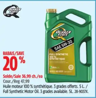 Canadian Tire Quaker State Full Synthetic Motor Oil offer