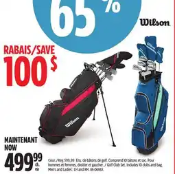 Canadian Tire WILSON Golf Club Set. Includes 10 clubs and bag. Men's and Ladies'. LH and RH offer