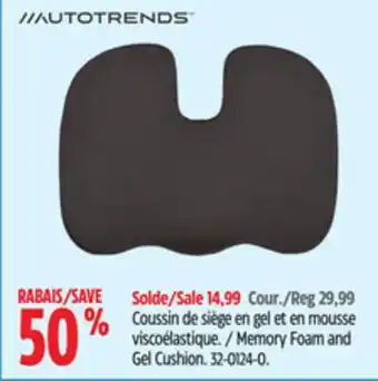 Canadian Tire AutoTrends Memory Foam and Gel Cushion offer