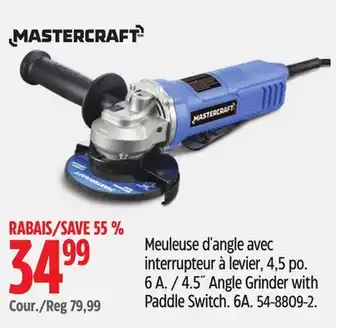 Canadian Tire Mastercraft 4.5˝ Angle Grinder with Paddle Switch offer