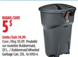 Canadian Tire Rubbermaid Wheeled Garbage Can, 121L offer