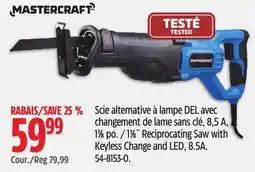 Canadian Tire Mastercraft 1 1⁄8˝ Reciprocating Saw with Keyless Change and LED, 8.5A offer