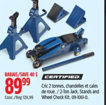 Canadian Tire Certified 2-Ton Jack, Stands and Wheel Chock Kit offer