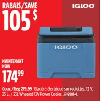 Canadian Tire Igloo 23L Wheeled 12V Power Cooler offer