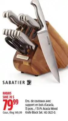 Canadian Tire 13-Pc Acacia Wood Knife Block Set offer