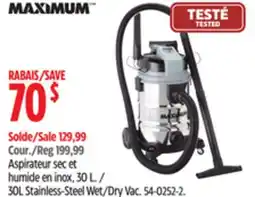 Canadian Tire MAXIMUM 30L Stainless-Steel Wet/Dry Vac offer