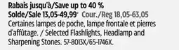 Canadian Tire Speedy Sharp Selected Flashlights, Headlamp and Sharpening Stones offer