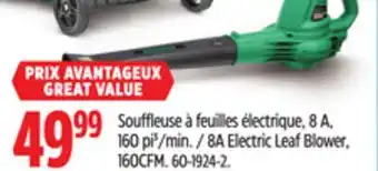 Canadian Tire 8A Electric Leaf Blower, 160CFM offer