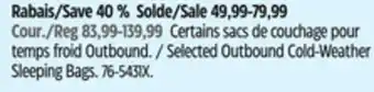 Canadian Tire Selected Outbound Cold-Weather Sleeping Bags offer
