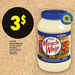 Maxi TARTINADE MIRACLE WHIP KRAFT, 650/890 ML offer