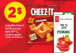Maxi CRAQUELINS CHEEZ-IT, 191/200 G OU JUS 100% PC, 1 L offer