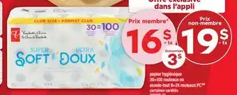Maxi PAPIER HYGIÉNIQUE 30=100 ROULEAUX OU ESSUIE-TOUT 8=24 ROULEAUX PC offer