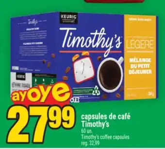 Super C capsules de café Timothy's | Timothy's coffee capsules offer
