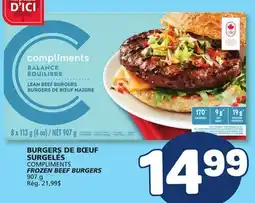 Marché Bonichoix COMPLIMENTS FROZEN BEEF BURGERS offer