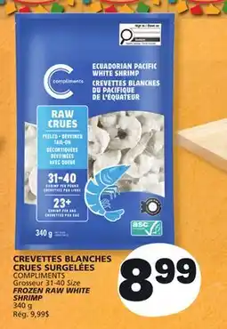Marché Bonichoix COMPLIMENTS 31-40 Size FROZEN RAW WHITE SHRIMP offer