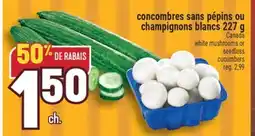 Marché Adonis CONCOMBRES SANS PÉPINS OU CHAMPIGNONS BLANCS | WHITE MUSHROOMS OR SEEDLESS CUCUMBERS offer
