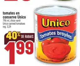 Marché Adonis TOMATES EN CONSERVE UNICO | UNICO CANNED TOMATOES offer