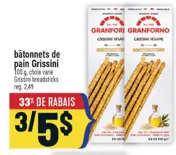 Marché Adonis bâtonnets de pain Grissini | Grissini breadsticks offer
