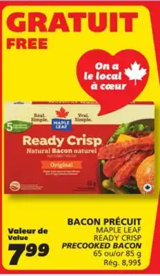 IGA MAPLE LEAF READY CRISP PRECOOKED BACON offer