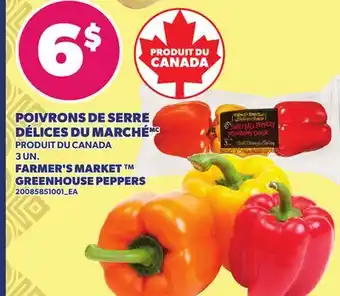 Provigo POIVRONS DE SERRE DÉLICES DU MARCHÉ, 3 UN. | FARMER'S MARKET GREENHOUSE PEPPERS offer