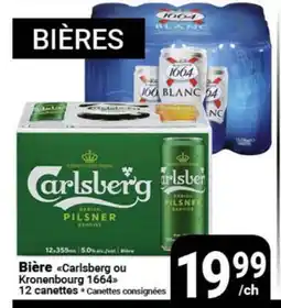 Pasquier Bière Carlsberg ou Kronenbourg 1664 12 canettes offer
