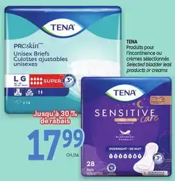 Uniprix TENA Produits pour l'incontinence ou crèmes sélectionnés/Selected bladder leak products or creams offer