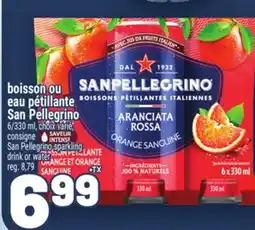 Metro BOISSON OU EAU PÉTILLANTE SAN PELLEGRINO | SAN PELLEGRINO SPARKLING DRINK OR WATER offer