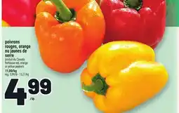 Metro POIVRONS ROUGES, ORANGE OU JAUNES DE SERRE | HOTHOUSE RED, ORANGE OR YELLOW PEPPERS offer