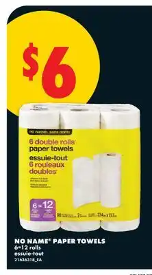 No Frills NO NAME PAPER TOWELS 6 = 12 rolls offer