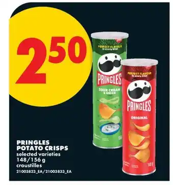 No Frills PRINGLES POTATO CRISPS, 148/156 g offer