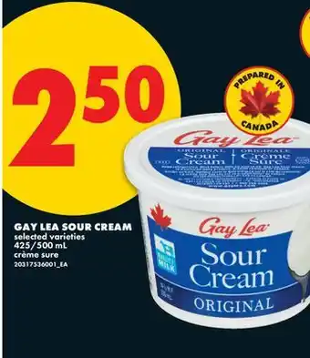 No Frills GAY LEA SOUR CREAM, 425/500 mL offer