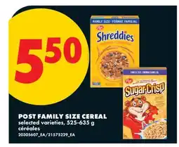 No Frills POST FAMILY SIZE CEREAL offer