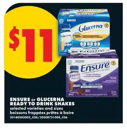 No Frills ENSURE or GLUCERNA READY TO DRINK SHAKES offer