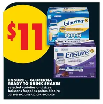 No Frills ENSURE or GLUCERNA READY TO DRINK SHAKES offer