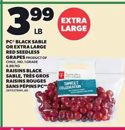 Independent Grocer PC BLACK SABLE OR EXTRA LARGE RED SEEDLESS GRAPES offer