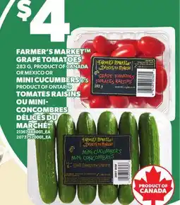 Independent Grocer FARMER'S MARKET GRAPE TOMATOES, 283 G OR MINI CUCUMBERS, 6'S offer