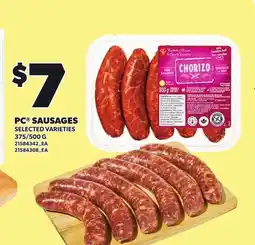 Loblaws PC SAUSAGES, 375/500 G offer