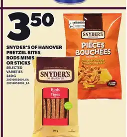 Loblaws SNYDER'S OF HANOVER PRETZEL BITES, RODS MINIS OR STICK offer