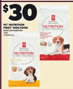 Loblaws PC NUTRITION FIRST DOG FOOD offer