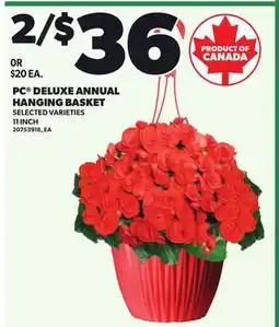 Loblaws PC DELUXE ANNUAL HANGING BASKET, 11 INCH offer