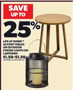 Loblaws LIFE AT HOME ACCENT TABLES OR OUTDOOR STRING LIGHTS OR LANTERNS offer