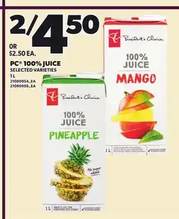 Loblaws PC 100% JUICE offer
