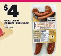 Loblaws GOLD LABEL FARMER'S SAUSAGE offer
